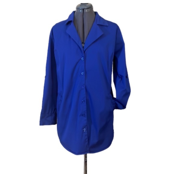 Katherine Barclay Cobalt Blue Button-Down Shirt with Back Zipper Size Large - Picture 2 of 14